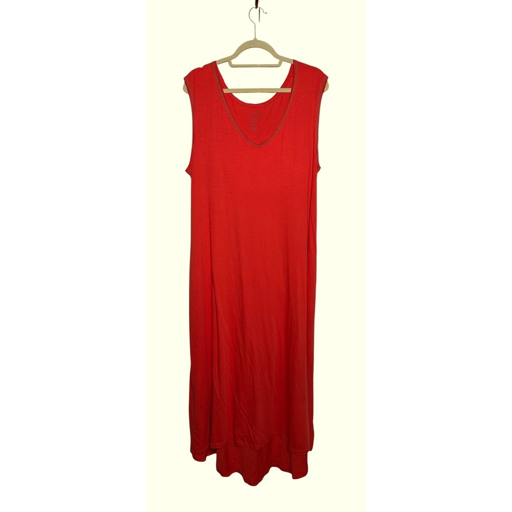 Natural Life Womens Orange Cotton Sleeveless V-Neck Maxi Dress Size L/XL
